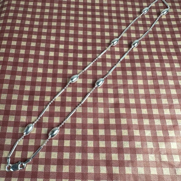 NEW 18" Silver Bead Bar Chain Tin Cup Style Stationed Necklace Italy - Picture 4 of 5